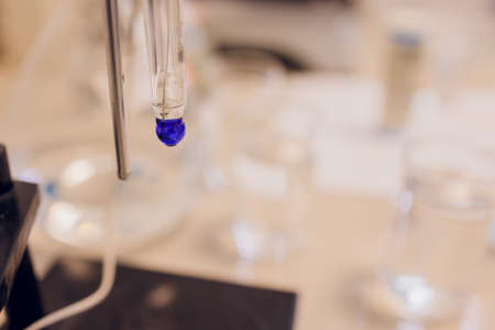 Electrode ph meter and pH meter for laboratory measurements. Water and solution. Used for researchers and scientist. To research water and solubility lines.の写真素材