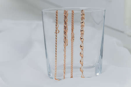 white Gold jewelry for elegant women. close-up.
