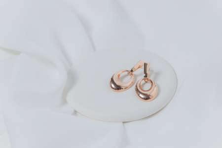 white Gold jewelry for elegant women. close-up.の写真素材