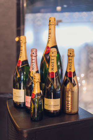 UFA, RUSSIA - JULY 25, 2020: Veuve Clicquot Brut Champagne and Mo t Chandon Imperial Champagne Product of France.のeditorial素材
