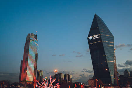Istanbul, Turkey - March 15, 2021 :Buildings and Skyscrapers in Maslak which a business oriented...
