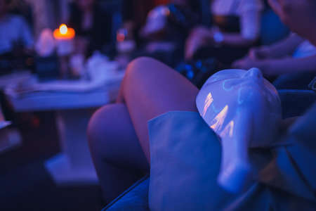 playing cards, two white masks for playing the mafia.の写真素材