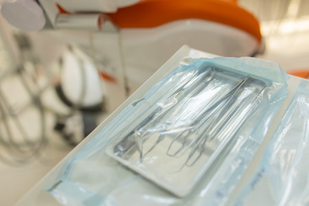 Dentists instruments with shallow depth of field.