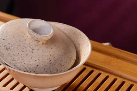 stock image of the tea cup oriental teapot.の写真素材