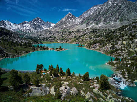 Mountain lake, Russia West Siberia, Altai mountains, Katun ridge.の写真素材