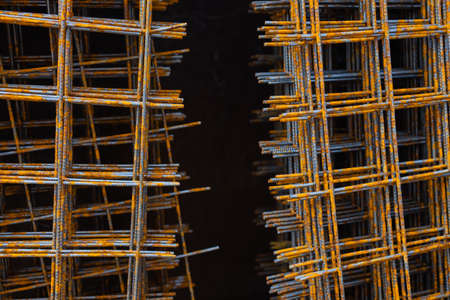 A pile of welded wire mesh rusty.の写真素材