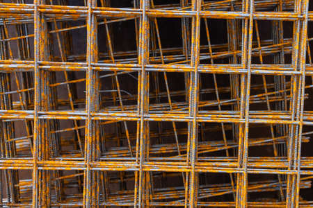 A pile of welded wire mesh rusty.の写真素材