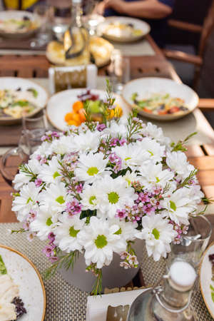 Close-up colorful spring bouquet with many different flowers jelly.の写真素材