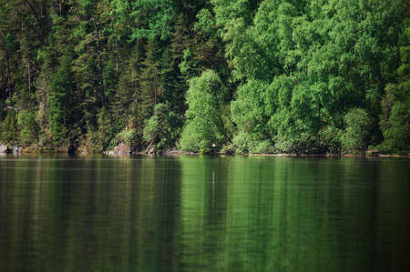 Mokhovoe Lake in the mountains. Nature of Mount Kolyvan. Altai Krai, Russia. Landscape with mountains.の写真素材