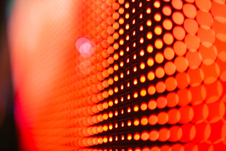 LED SMD screen - teal blue background close-up.の写真素材