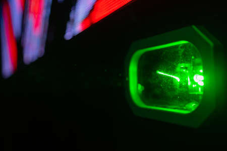 LED SMD screen - teal blue background close-up.の写真素材