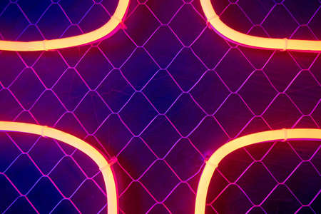 Abstact red neon sign with a blue neon tube.の写真素材