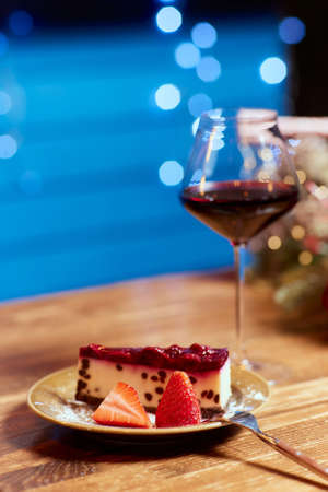 Delicious homemade cheesecake. Healthy organic summer dessert pie cheesecake.の写真素材