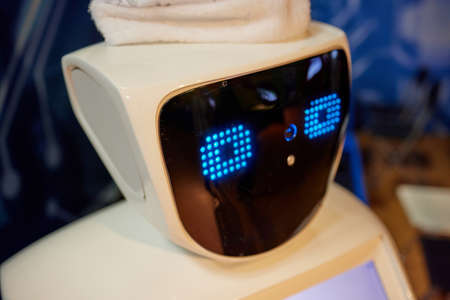 robot, autonomous programmable humanoid robot. radio-controlled. close-up