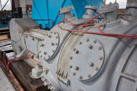 Industrial compressor refrigeration station at manufacturing factory.