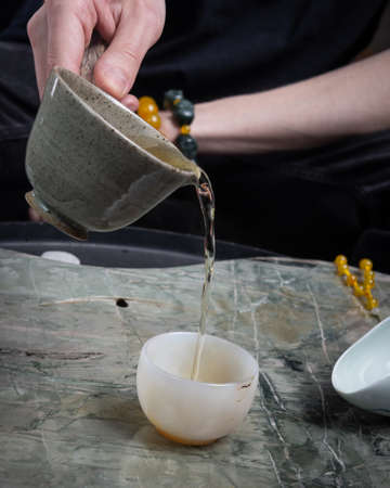 stock image of the tea cup oriental teapot.の写真素材