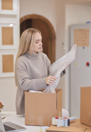 Packing products for delivery, shipping service. Translucent air packaging, protection of goods,...