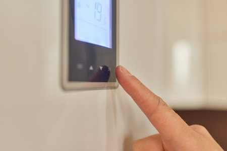 Choosing ice-maker programme at refrigerator displayer.の写真素材