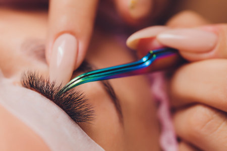 Woman Eye with Long Eyelashes. Eyelash Extension.の写真素材