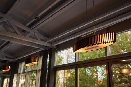 modern pendant light with vintage light bulb.
