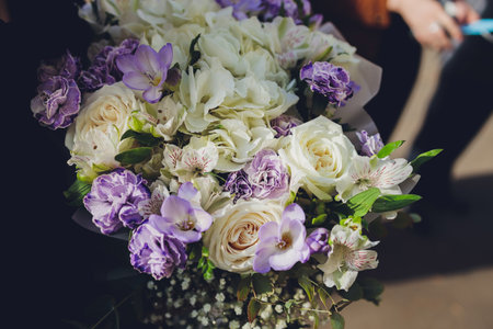 A flower bouquet with a lot of different flowers.の写真素材