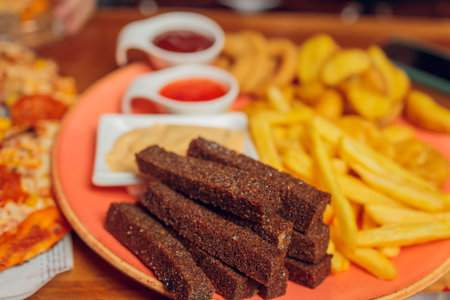 catering services background with snacks on guests table in restaurant at event party.の写真素材
