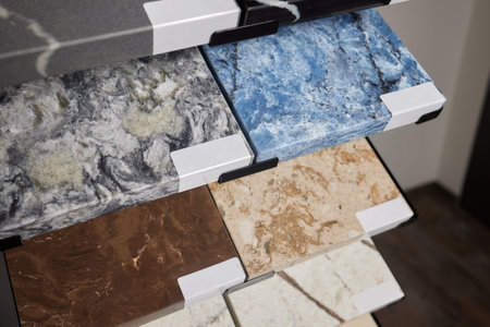 Kitchen bathroom tiles showroom display of new tiling option for floors and walls for home building...