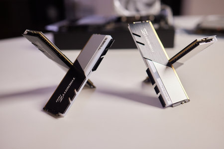 RUSSIA, UFA, NOVEMBER 11, 2022: A package of G.Skill ddr 5 trident z 5 rgb desktop memory on light background.のeditorial素材