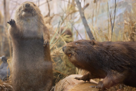 Decorate interior Beaver animal taxidermy for show in restaurant at Pfunds city in Tirol region.の写真素材