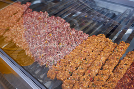 Traditional Turkish grilled shish kebab. Delicious Adana kebab in Turkish Restaurantの写真素材