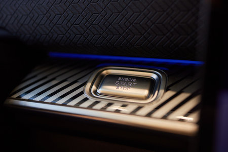 Luxury car engine start and stop button