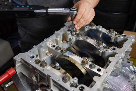 the engine ready to be reassembled on the car