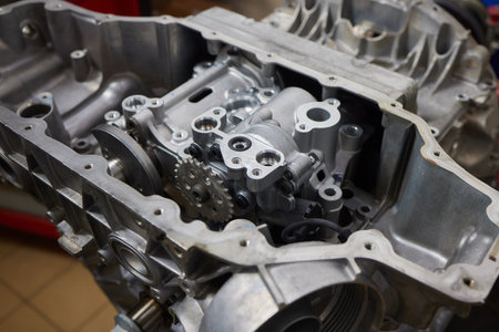 the engine ready to be reassembled on the car
