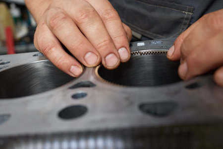 the engine ready to be reassembled on the carの写真素材