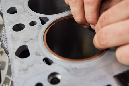 the engine ready to be reassembled on the carの写真素材