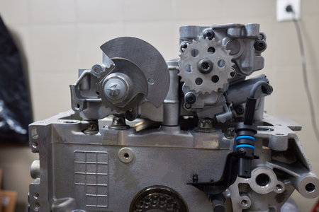the engine ready to be reassembled on the car