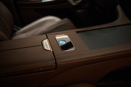 Car inside. Interior of prestige modern car. Comfortable leather seats