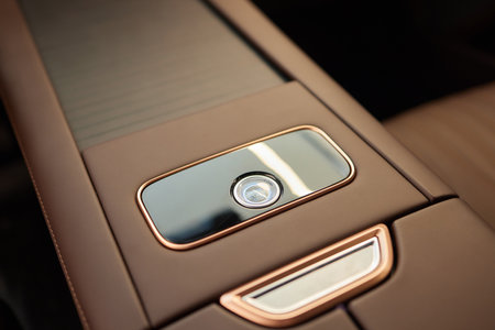 Car inside. Interior of prestige modern car. Comfortable leather seats