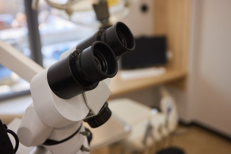 Dental microscope. on the background of modern dentistry. Medical equipment