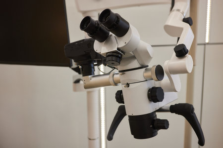 Dental microscope. on the background of modern dentistry. Medical equipment