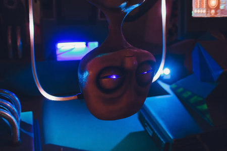 Extraterrestrial alien in an experimental laboratory at the UFO.
