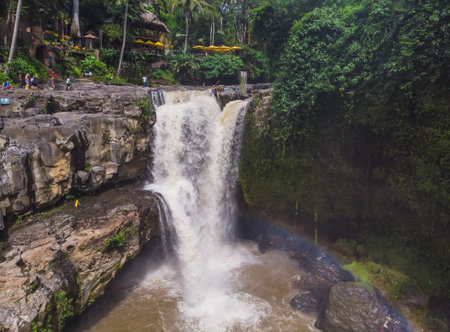 Tegenungan Waterfall is a beautiful waterfall located in plateau area and it is one of places of interest of Bali.の写真素材