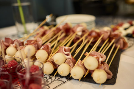 Elegant Canap Display at a Catering Eventの写真素材