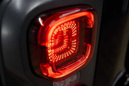 Closeup of a cars automotive tail brake light