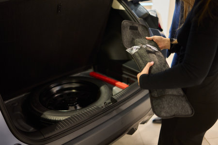 Car Trunk Accessory Storage Solutions for Organization and Maintenance Needs While Travelingの写真素材