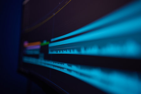 Colorful screen with lines in shades of purple and magenta