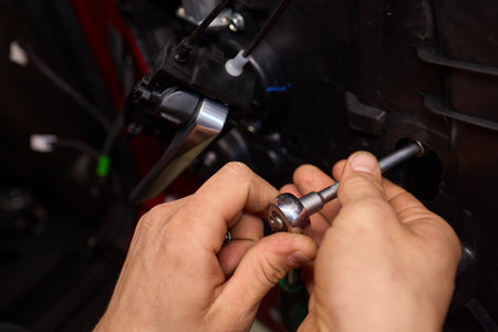 An automotive speaker is installed in a car door for audio equipmentの写真素材