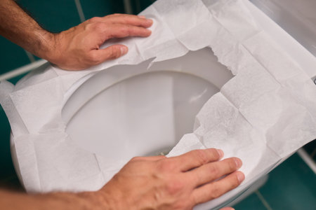 Utilizing Toilet Seat Covers Effectively for Enhanced Hygiene in Public Restrooms and Facilitiesの写真素材