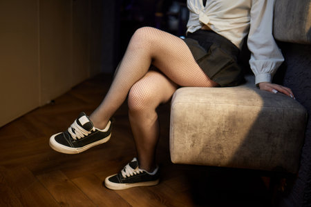 Discover the world of Elegant Fashion featuring stunning Fishnet Stockings and alluring Lingerieの写真素材
