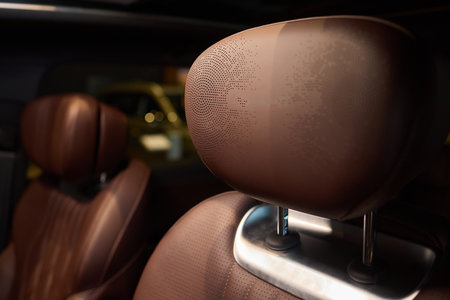 Car back seat with headrest and arm rest, a comfortable automotive fixture